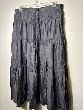 John Mark Charcoal Tiered Maxi Skirt